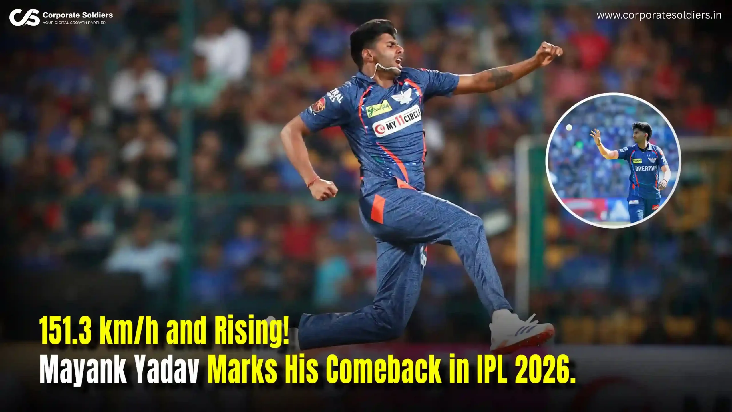 151 3 kmh and Rising Mayank Yadav Marks His Comeback in IPL 2026.