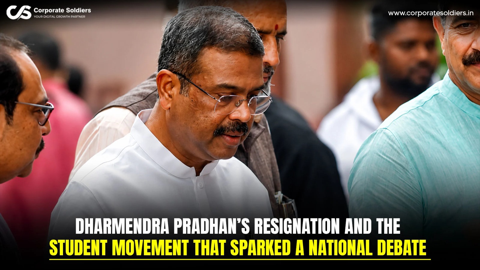 Dharmendra Pradhan amid growing student protests, highlighting the national debate over his resignation and the student movement in India.