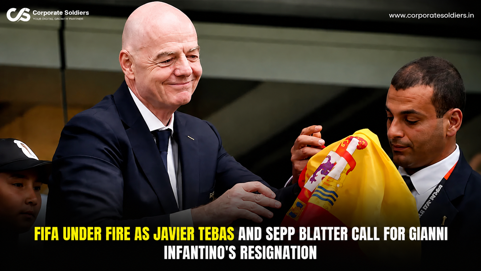 FIFA President Gianni Infantino faces criticism as Javier Tebas and Sepp Blatter call for his resignation amid governance concerns.