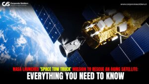 NASA launches a Space Tow Truck mission to rescue an aging satellite in Earth orbit, showcasing advanced satellite servicing technology, orbital maintenance, and future space sustainability.