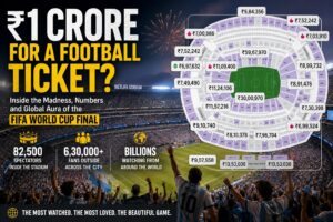 Packed football stadium showing FIFA World Cup Final ticket prices reaching up to ₹1 crore, highlighting the global demand for football's biggest match.