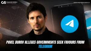 Pavel Durov with Telegram logo amid allegations of government requests