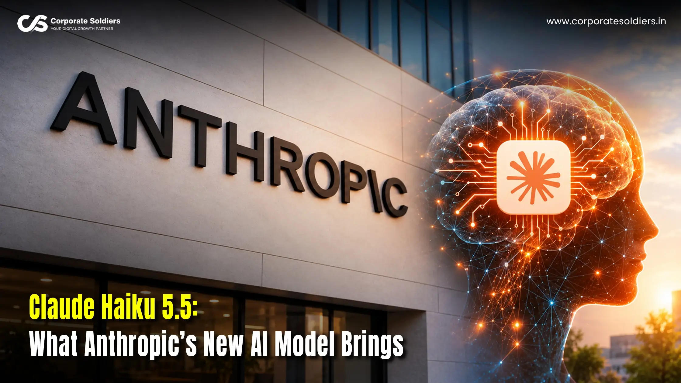Claude Haiku 5.5 AI model by Anthropic featuring an AI-powered digital brain