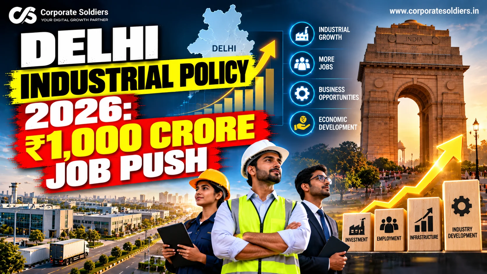 Delhi Industrial Policy 2026 announces ₹1,000 crore investment to boost jobs and industrial growth.