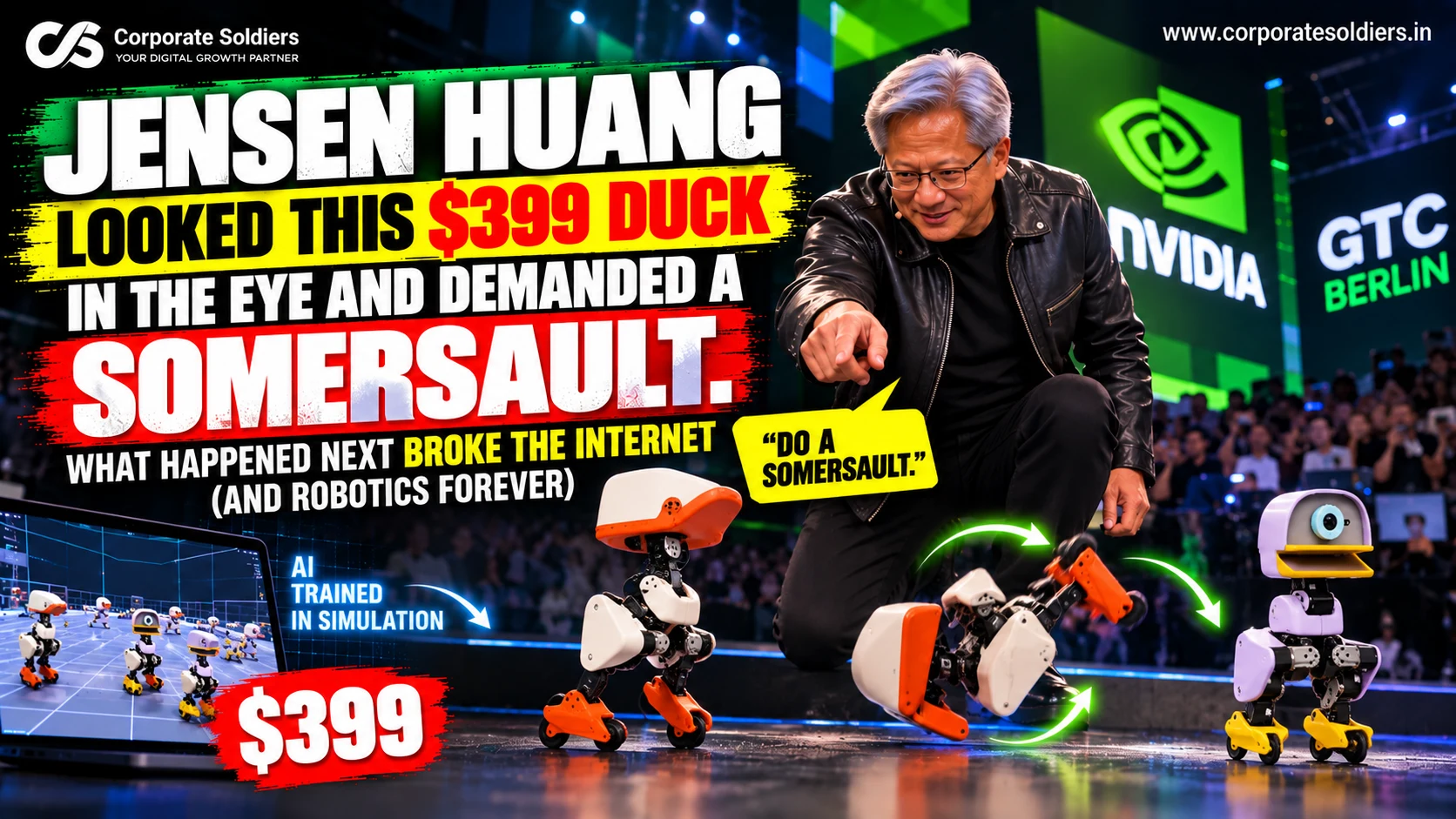 Jensen Huang Meets Somersaulting Duck Robots