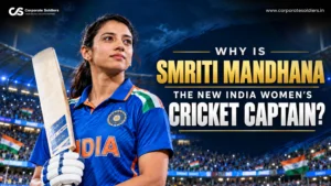 Smriti Mandhana holding a cricket bat after being appointed the new captain of the Indian women’s cricket team